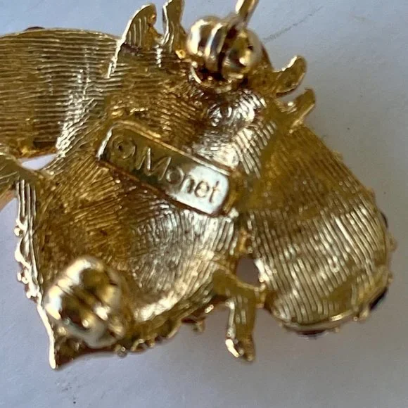 MONET Rhinestone Bumble Bee Brooch Pin with Blue Eyes - Picture 5 of 6